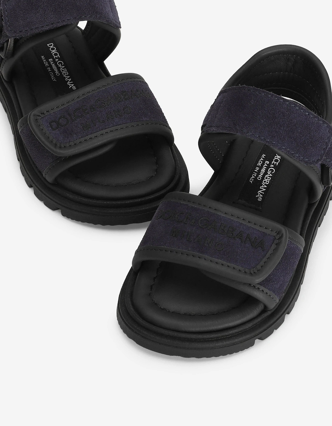 Boys Leather Velcro Strap Sandals in Navy