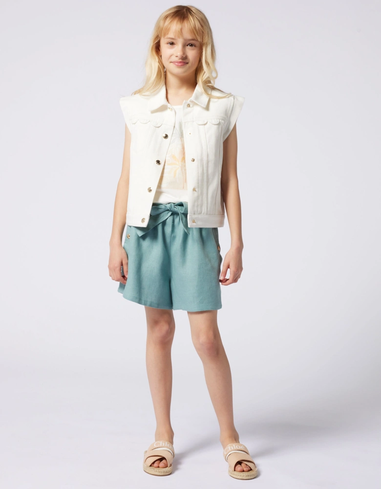 Girls Scalloped Gilet in Ivory