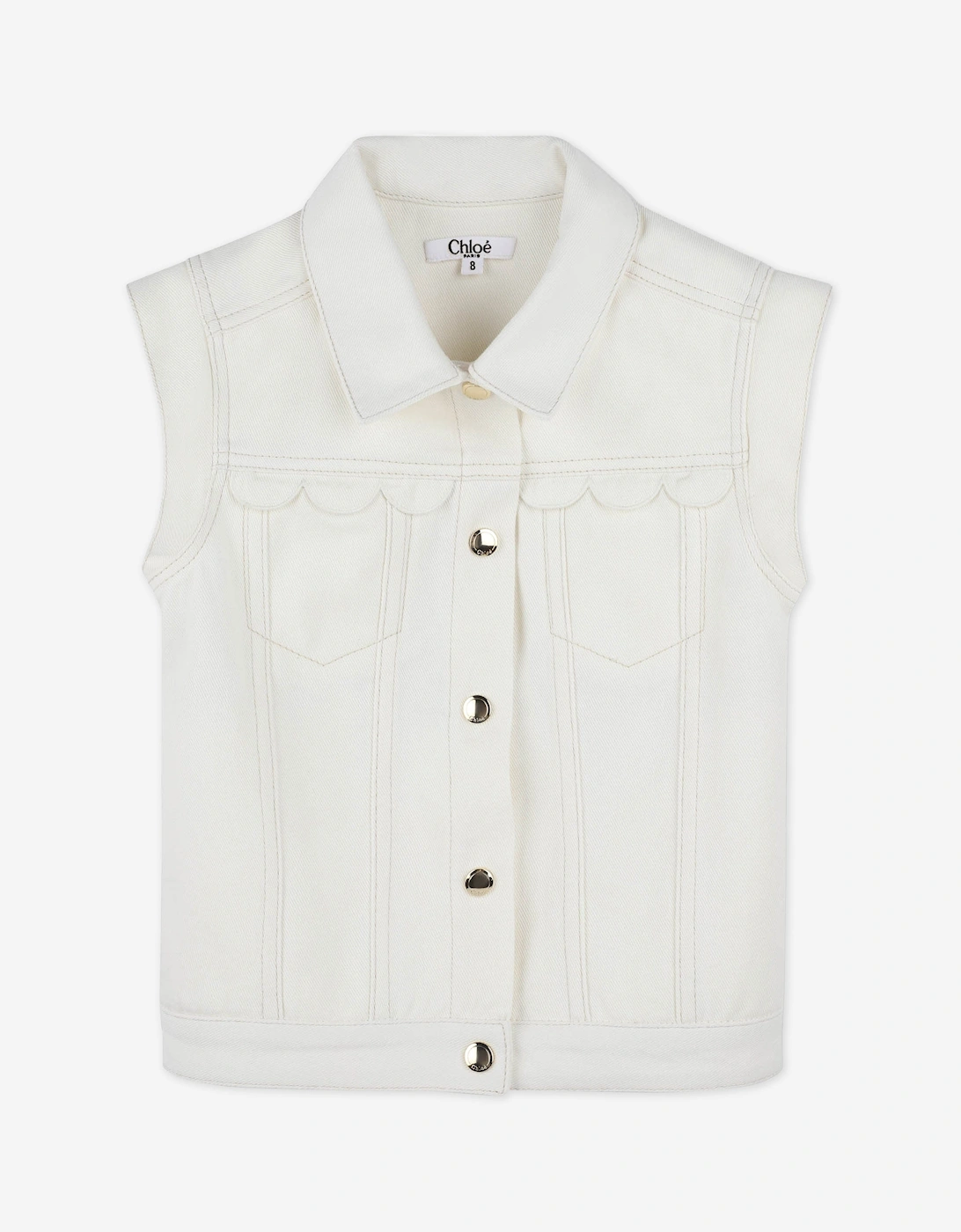Girls Scalloped Gilet in Ivory, 5 of 4