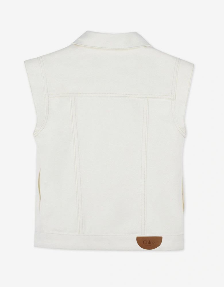 Girls Scalloped Gilet in Ivory
