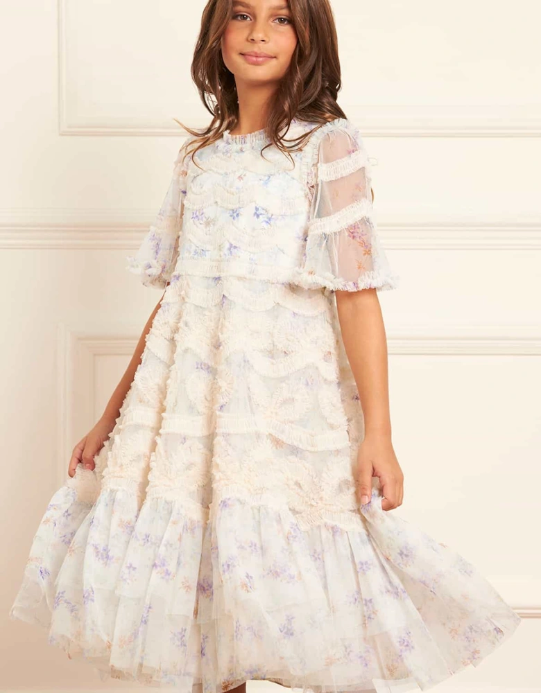 Girls Ophelia Ditsy Ingrid Dress in Ivory