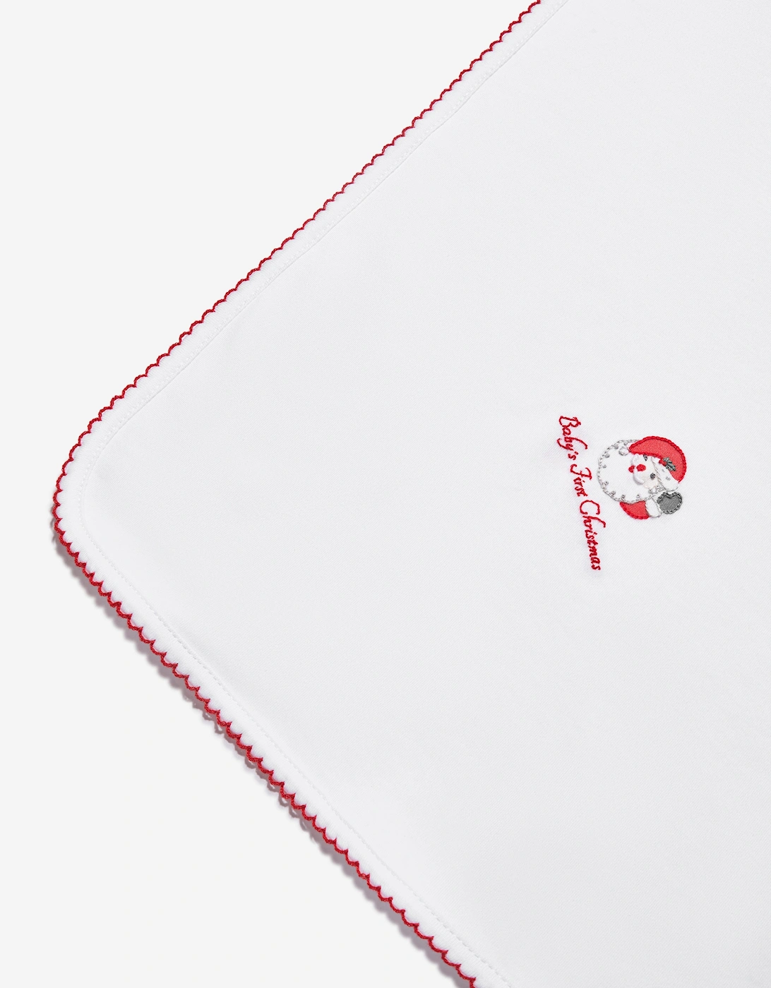 Baby Winking Santa Receiving Blanket in White