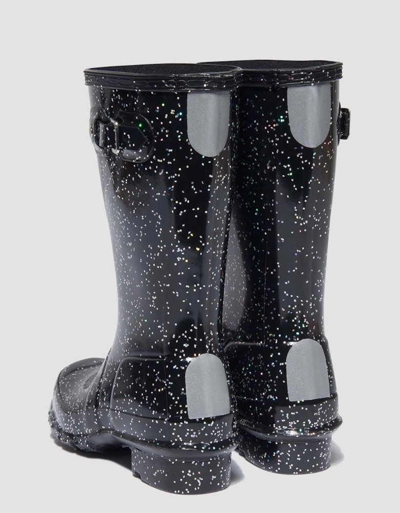 Girls Original Giant Glitter Wellingon Boots in Black