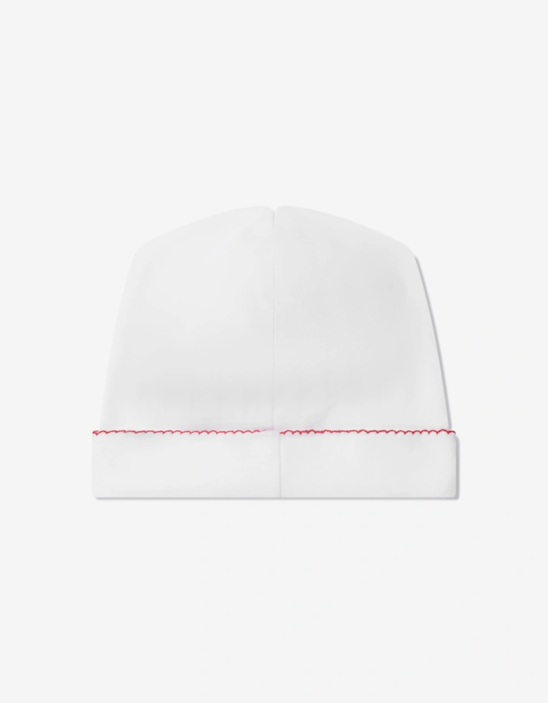 Baby Winking Santa Embroidered Hat in White