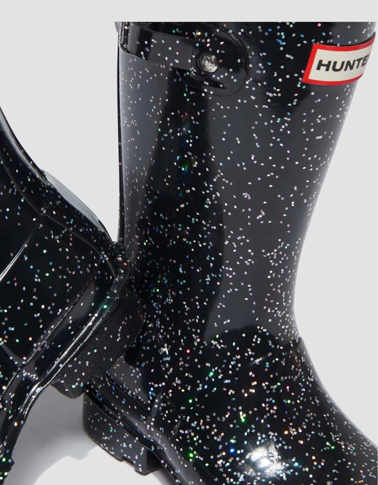 Girls Original Giant Glitter Wellingon Boots in Black