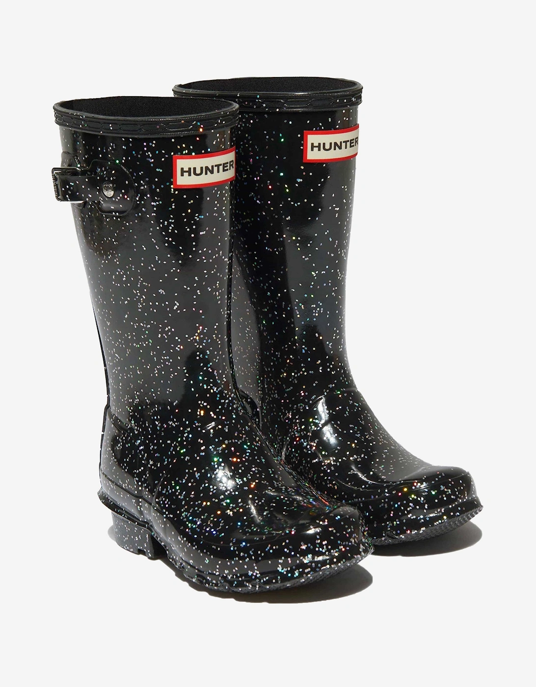 Girls Original Giant Glitter Wellingon Boots in Black