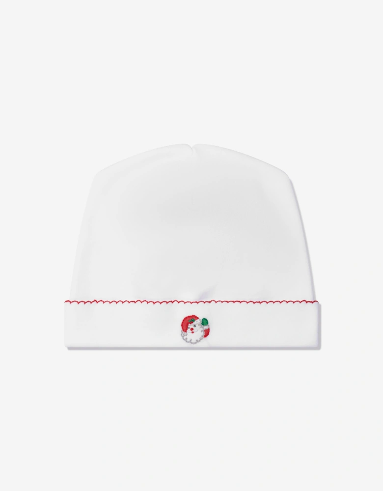 Baby Winking Santa Embroidered Hat in White