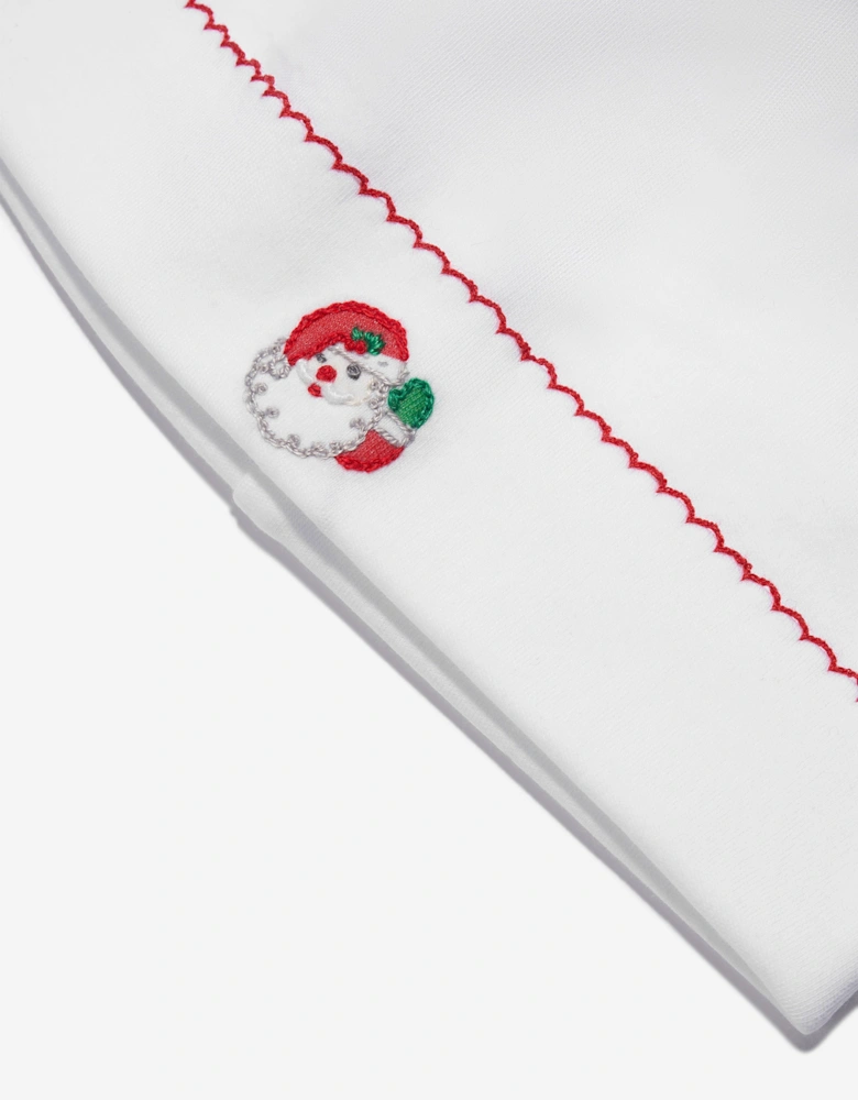 Baby Winking Santa Embroidered Hat in White