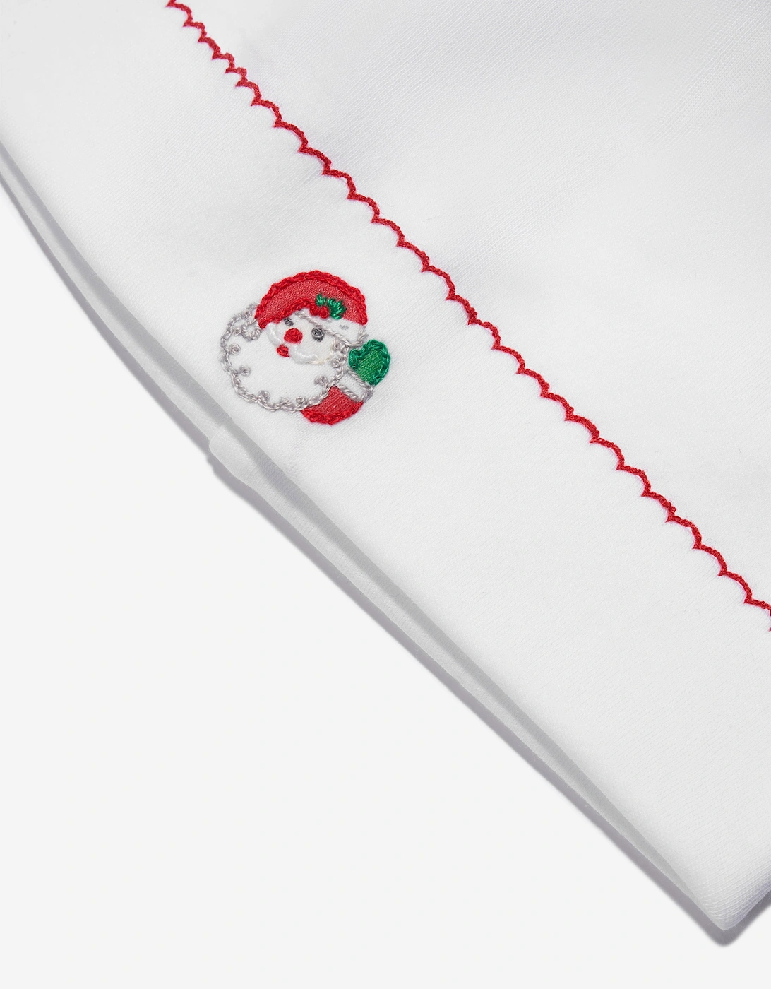 Baby Winking Santa Embroidered Hat in White