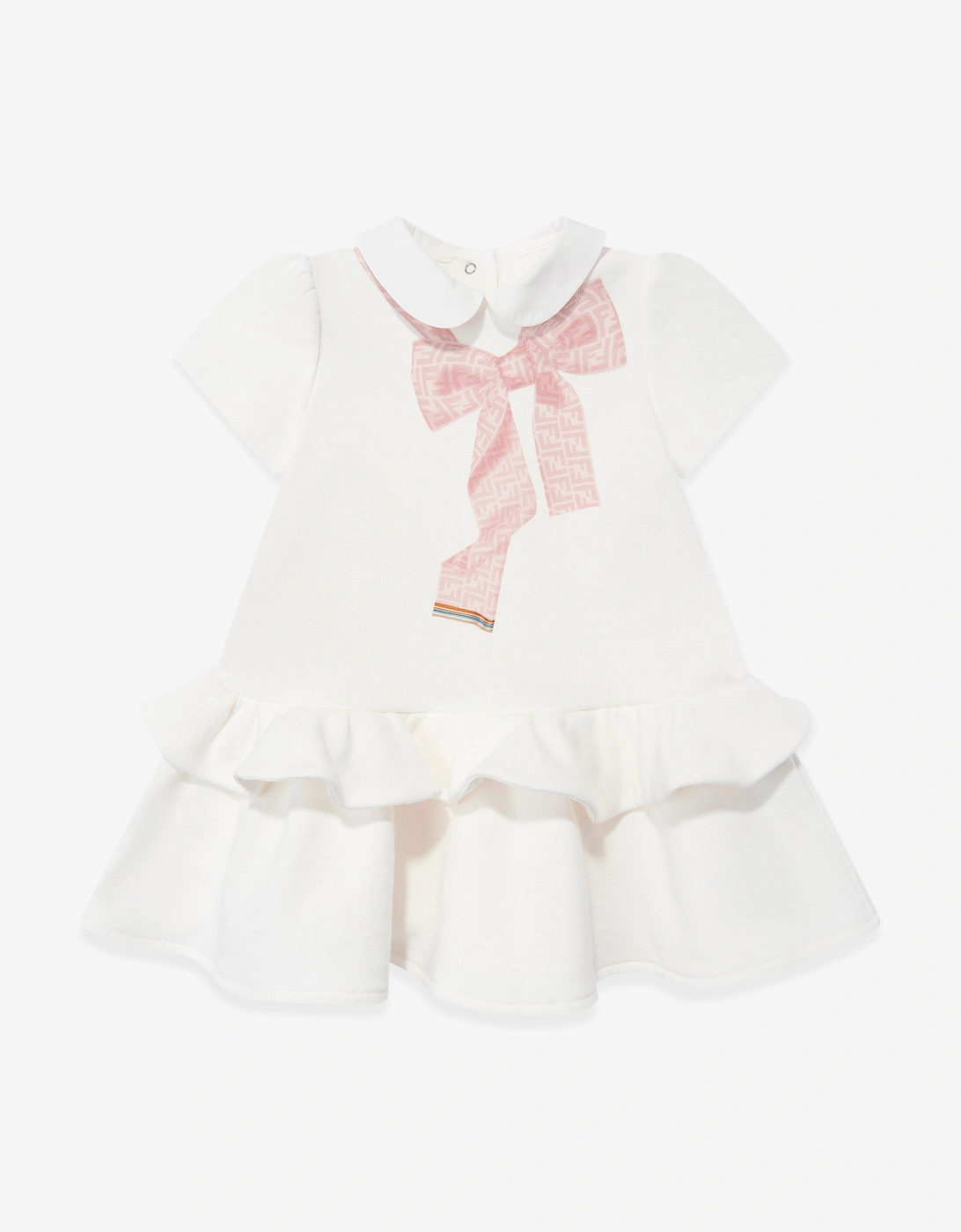 Baby Girls Bow Dress in White, 5 of 4