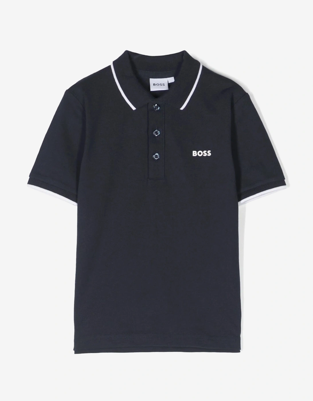 BOSS Boys Logo Print Polo Shirt in Navy, 5 of 4