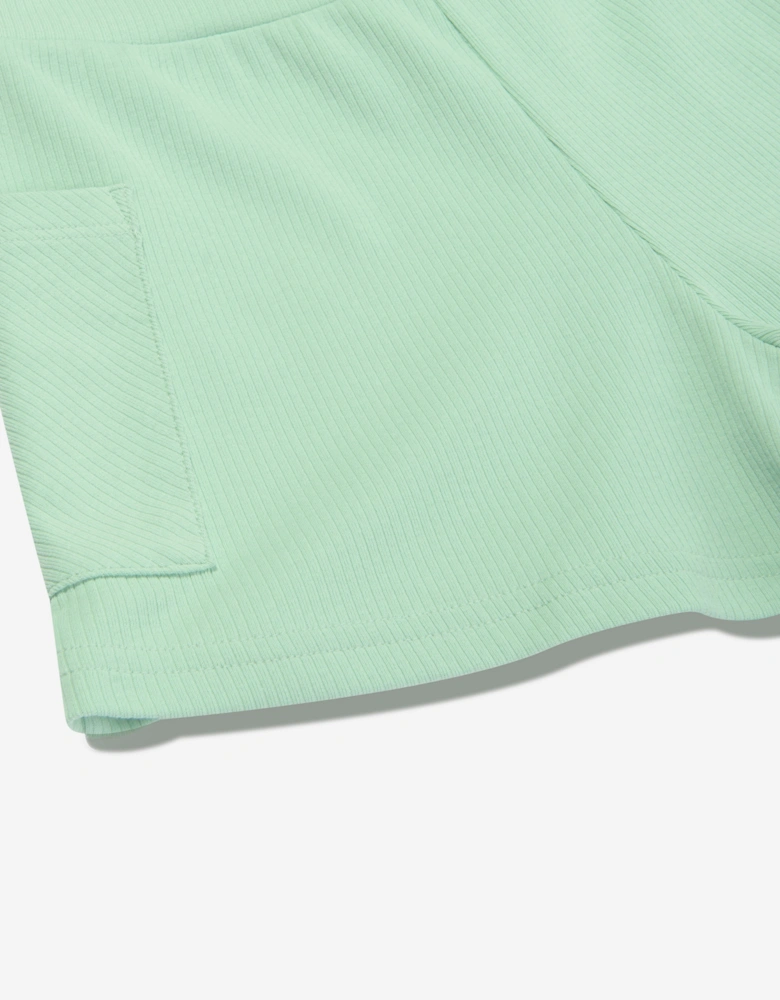 Girls Wide Waistband Rib Shorts in Green