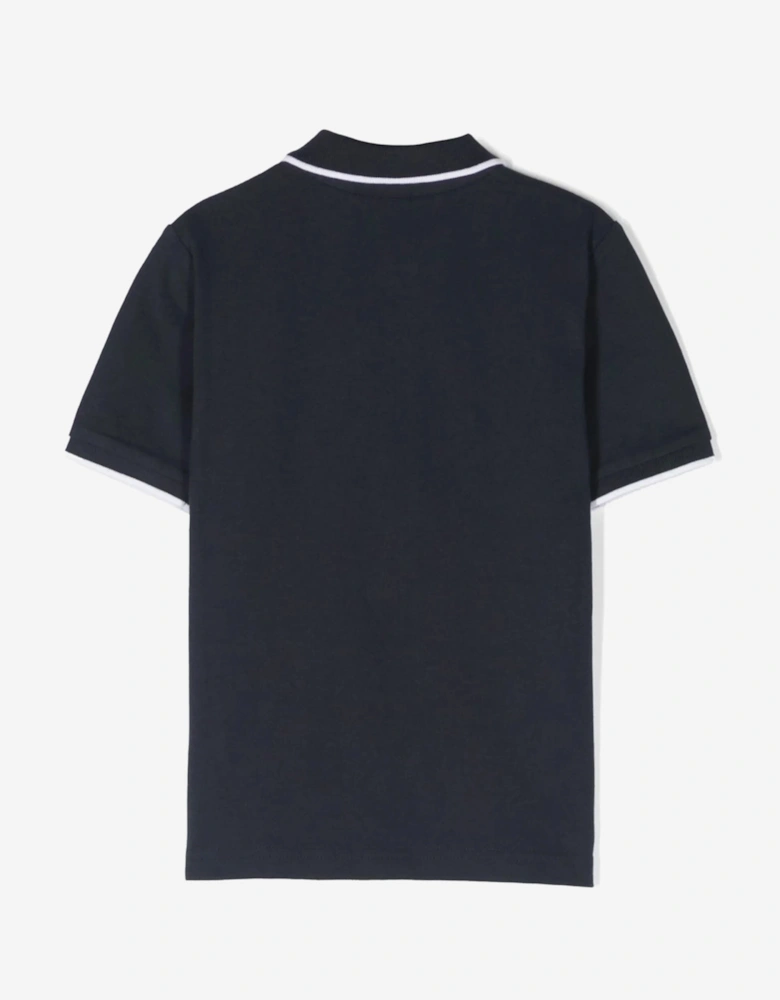 BOSS Boys Logo Print Polo Shirt in Navy