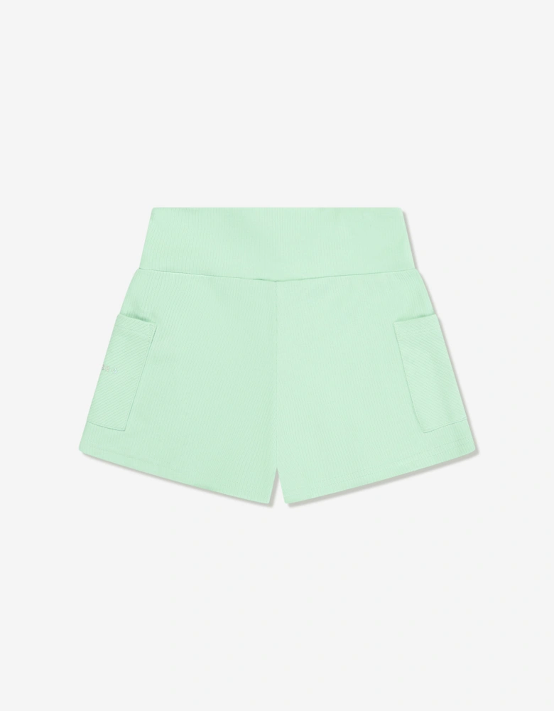 Girls Wide Waistband Rib Shorts in Green