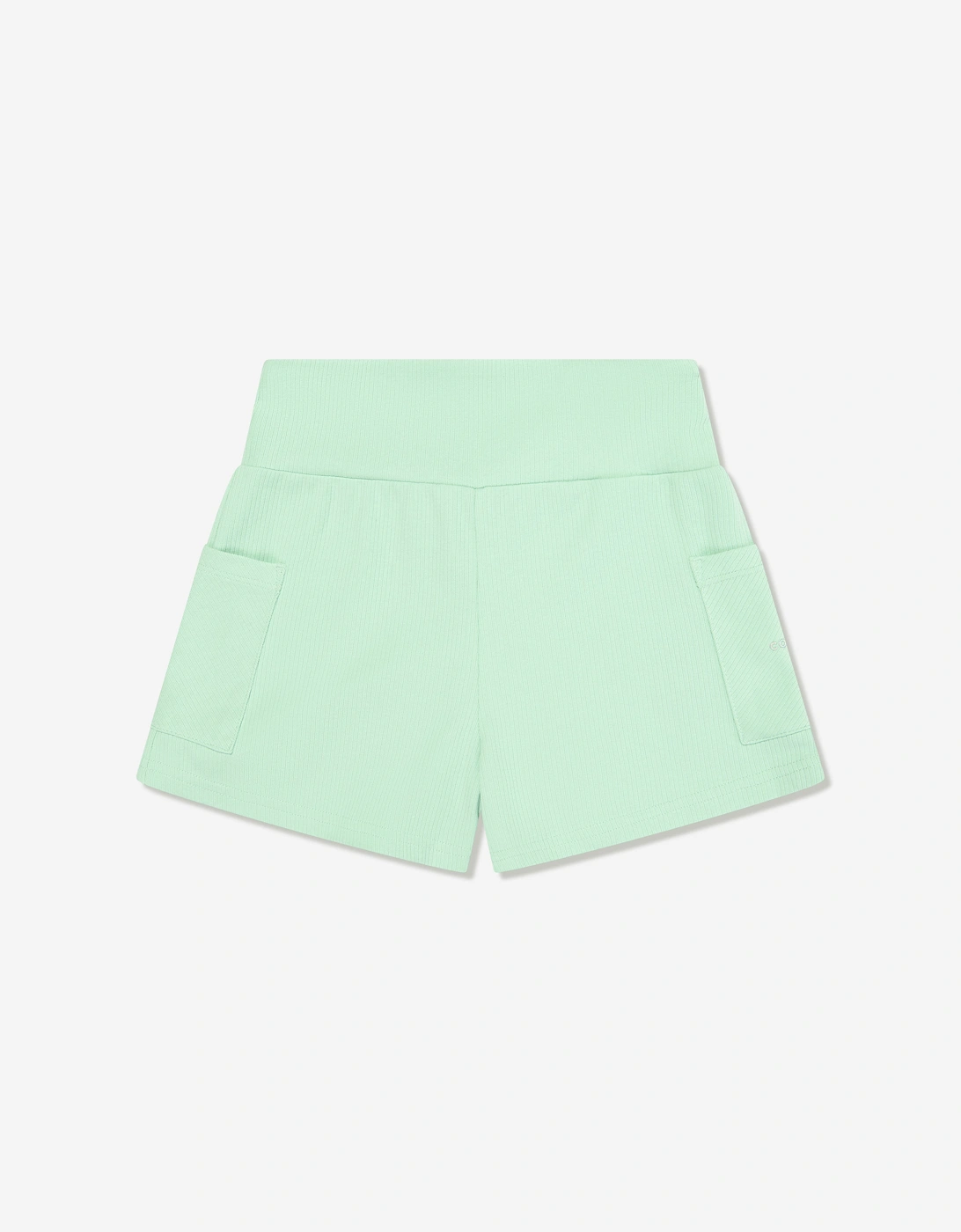 Girls Wide Waistband Rib Shorts in Green, 5 of 4