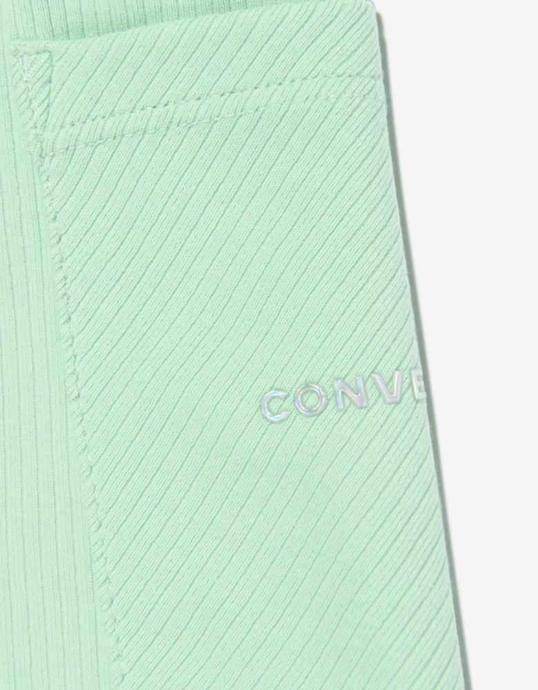 Girls Wide Waistband Rib Shorts in Green