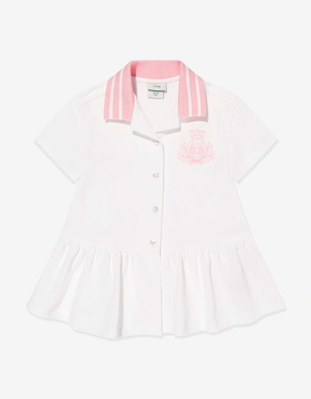 Baby Girls Piqué Polo Dress in White, 5 of 4