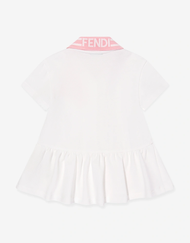 Baby Girls Piqué Polo Dress in White