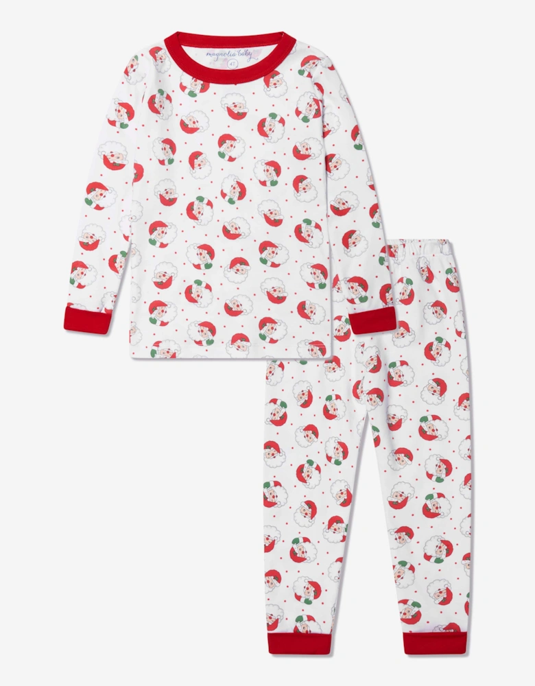Kids Winking Santa Long Pyjamas in Red