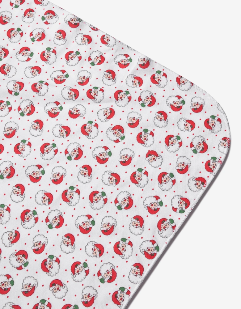 Baby Winking Santa Printed Swaddle Blanket in Red