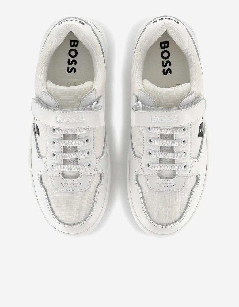 BOSS Boys Logo Trainers in White