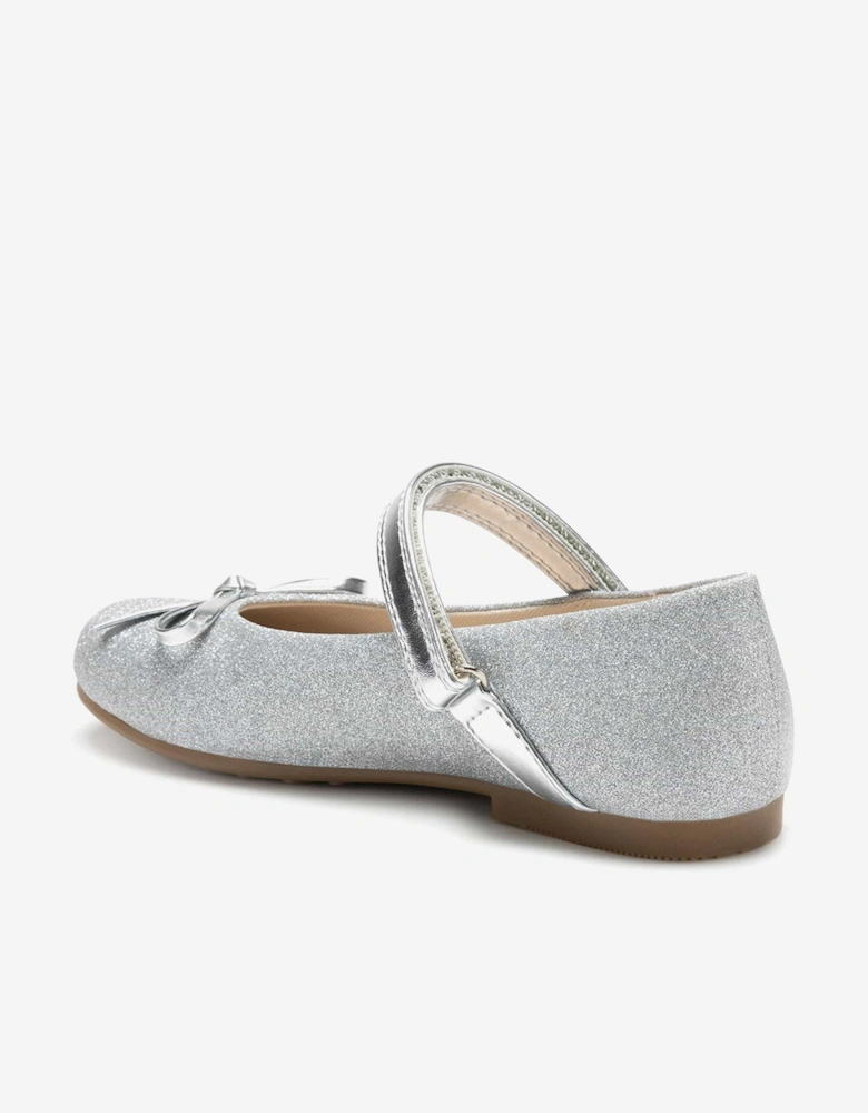 Girls Erica Ballerina Shoes in Silver