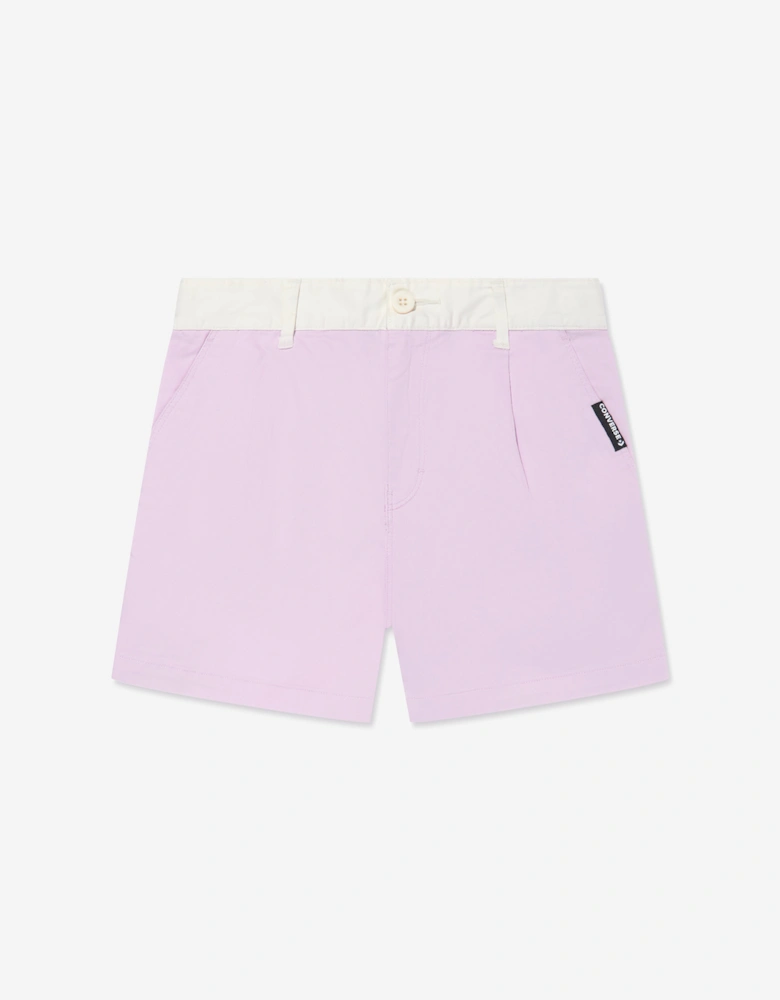 Girls Colourblock Woven Shorts in Purple
