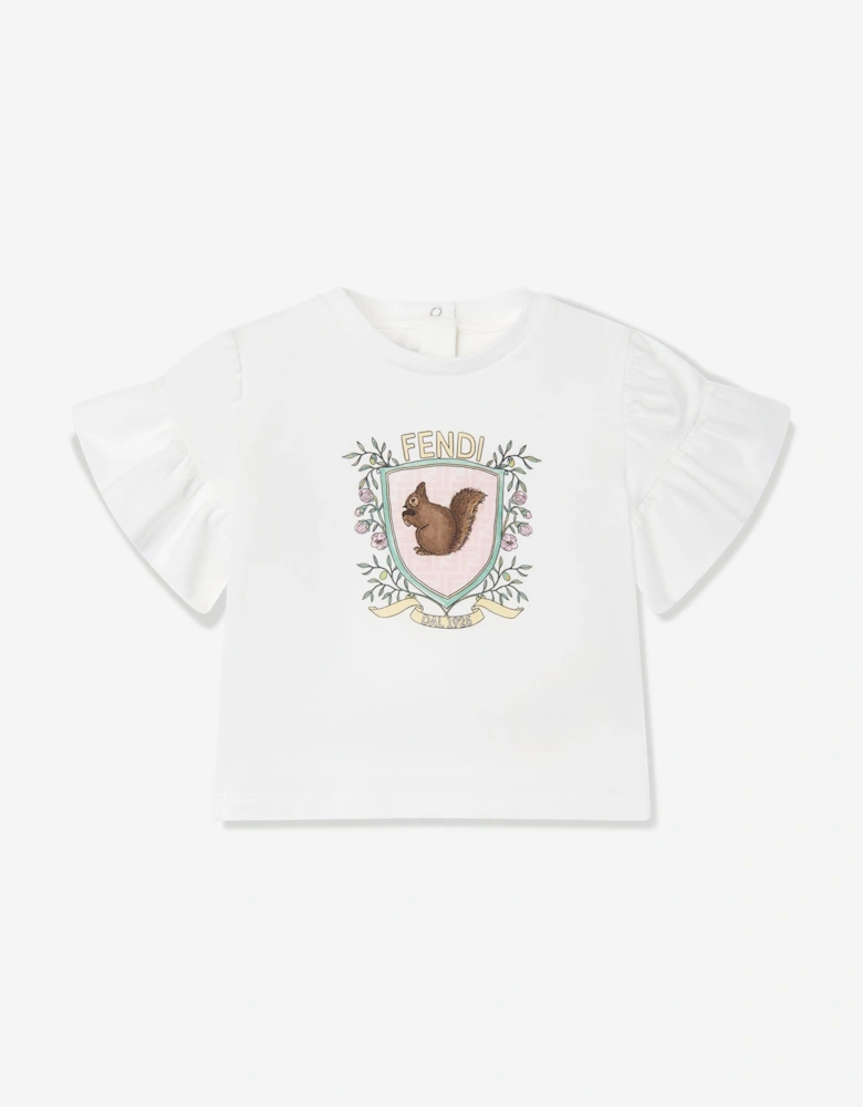 Baby Girls Squirrel T-Shirt in White
