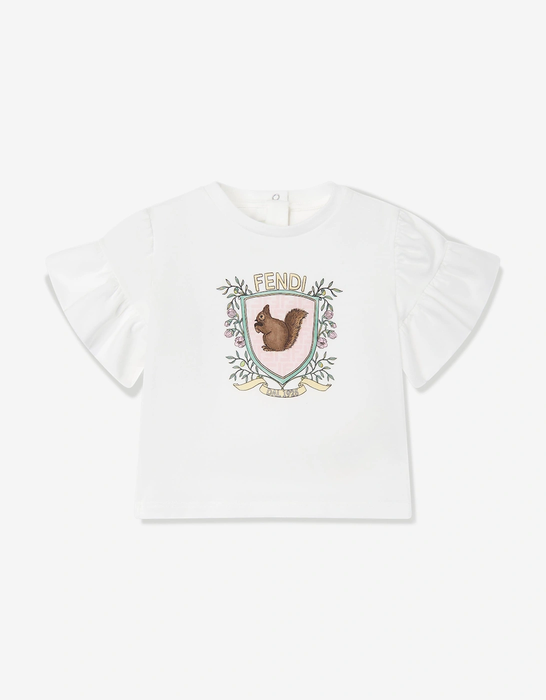 Baby Girls Squirrel T-Shirt in White, 5 of 4
