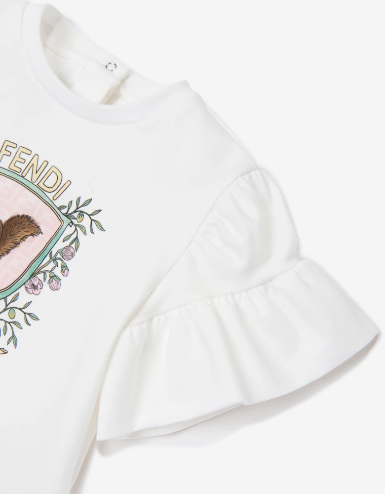 Baby Girls Squirrel T-Shirt in White
