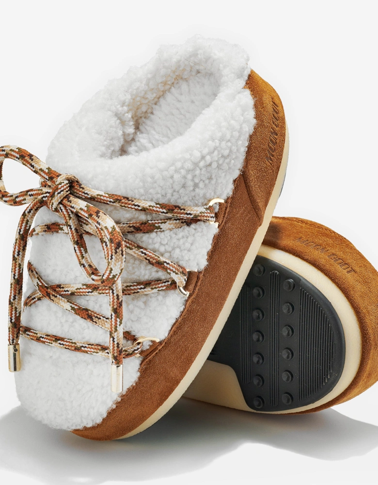 Moon Boot Girls Shearling Mules in Brown