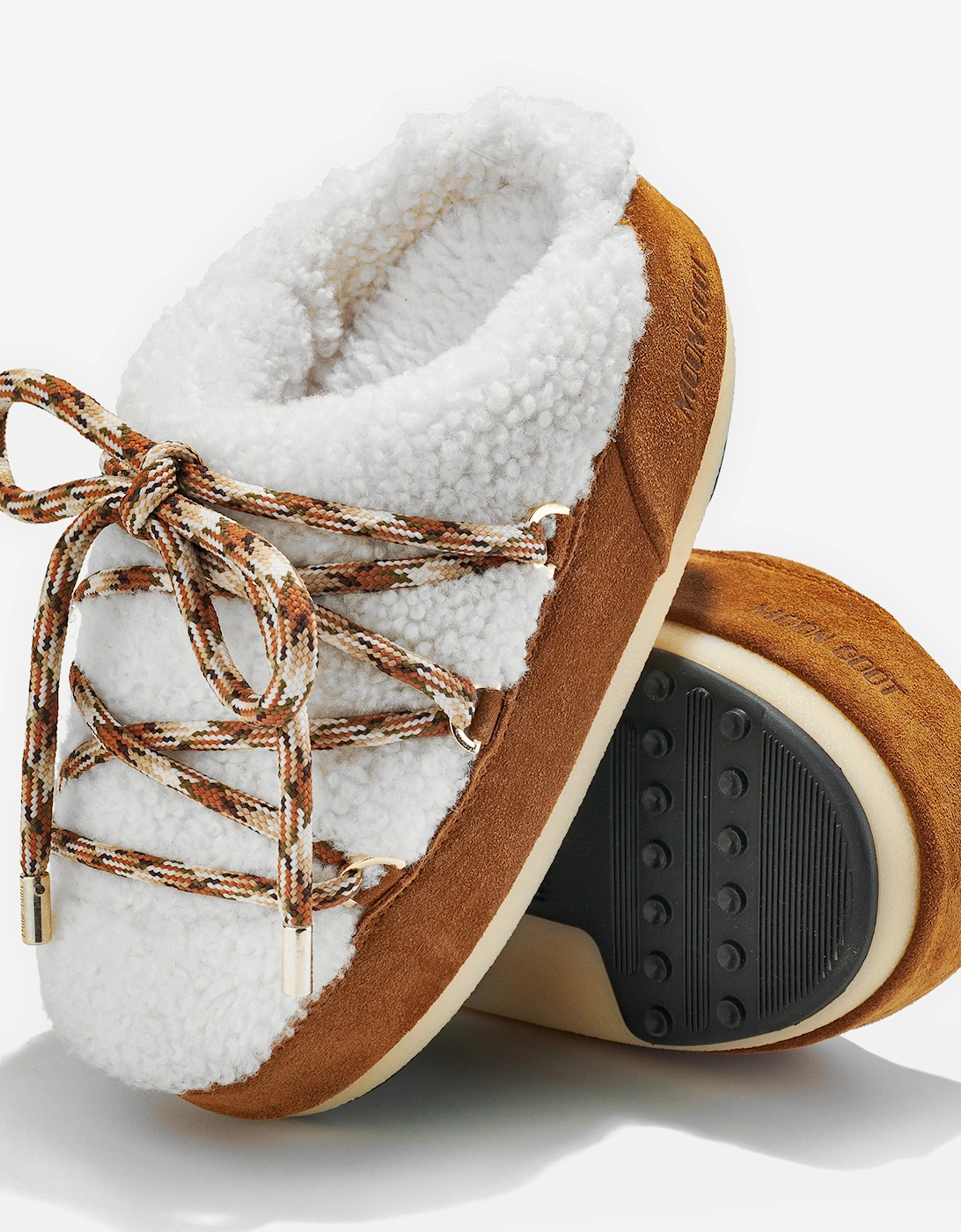 Moon Boot Girls Shearling Mules in Brown