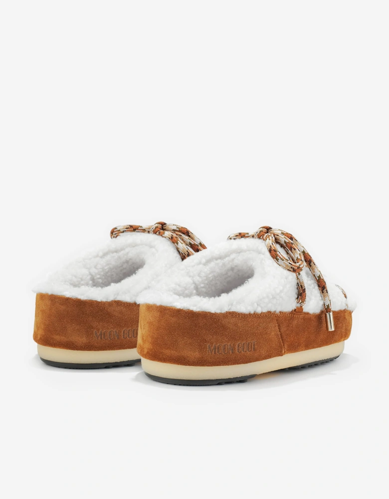 Moon Boot Girls Shearling Mules in Brown