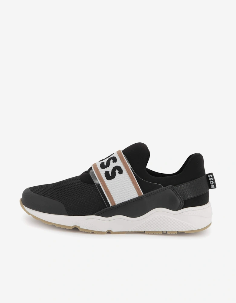 BOSS Boys Logo Trainers in Black