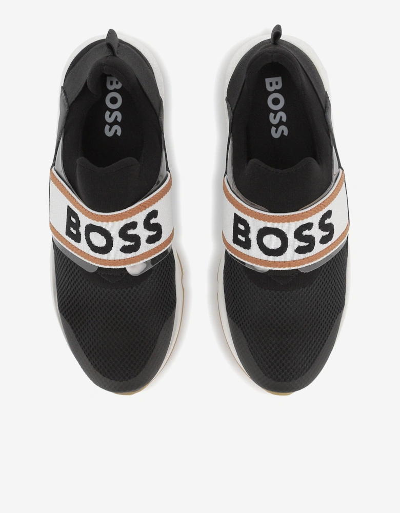 BOSS Boys Logo Trainers in Black