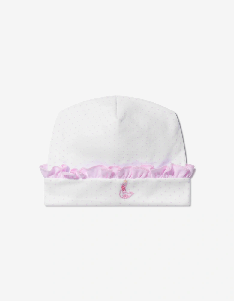 Baby Girls Princess Swan Embroidered Ruffle Hat in White