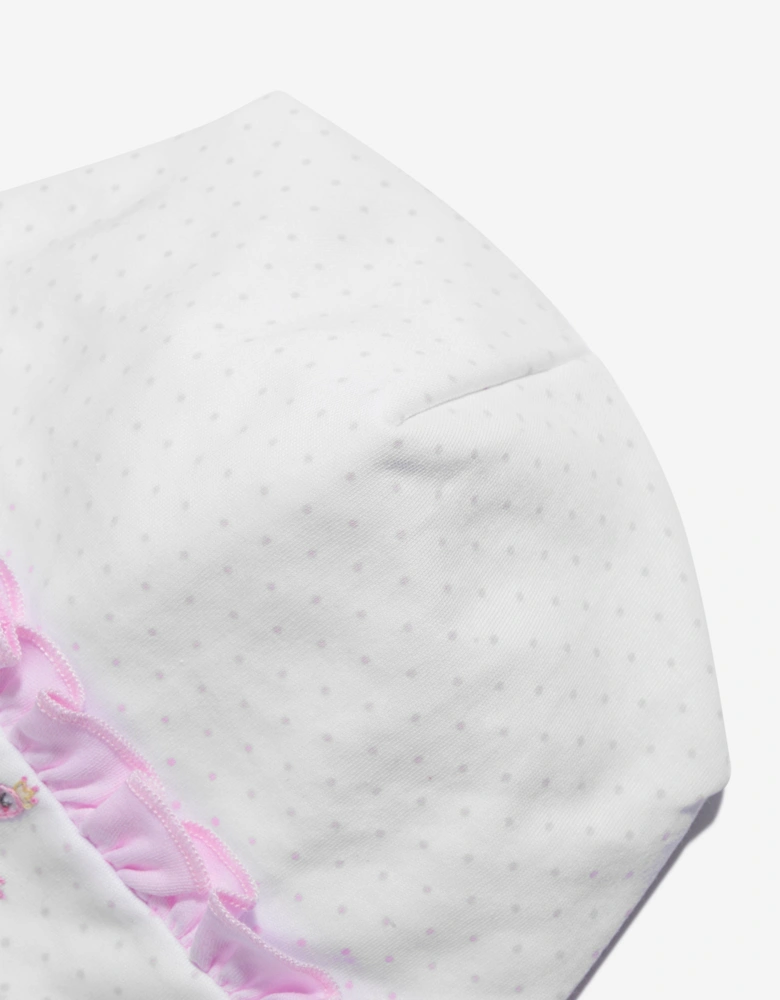 Baby Girls Princess Swan Embroidered Ruffle Hat in White