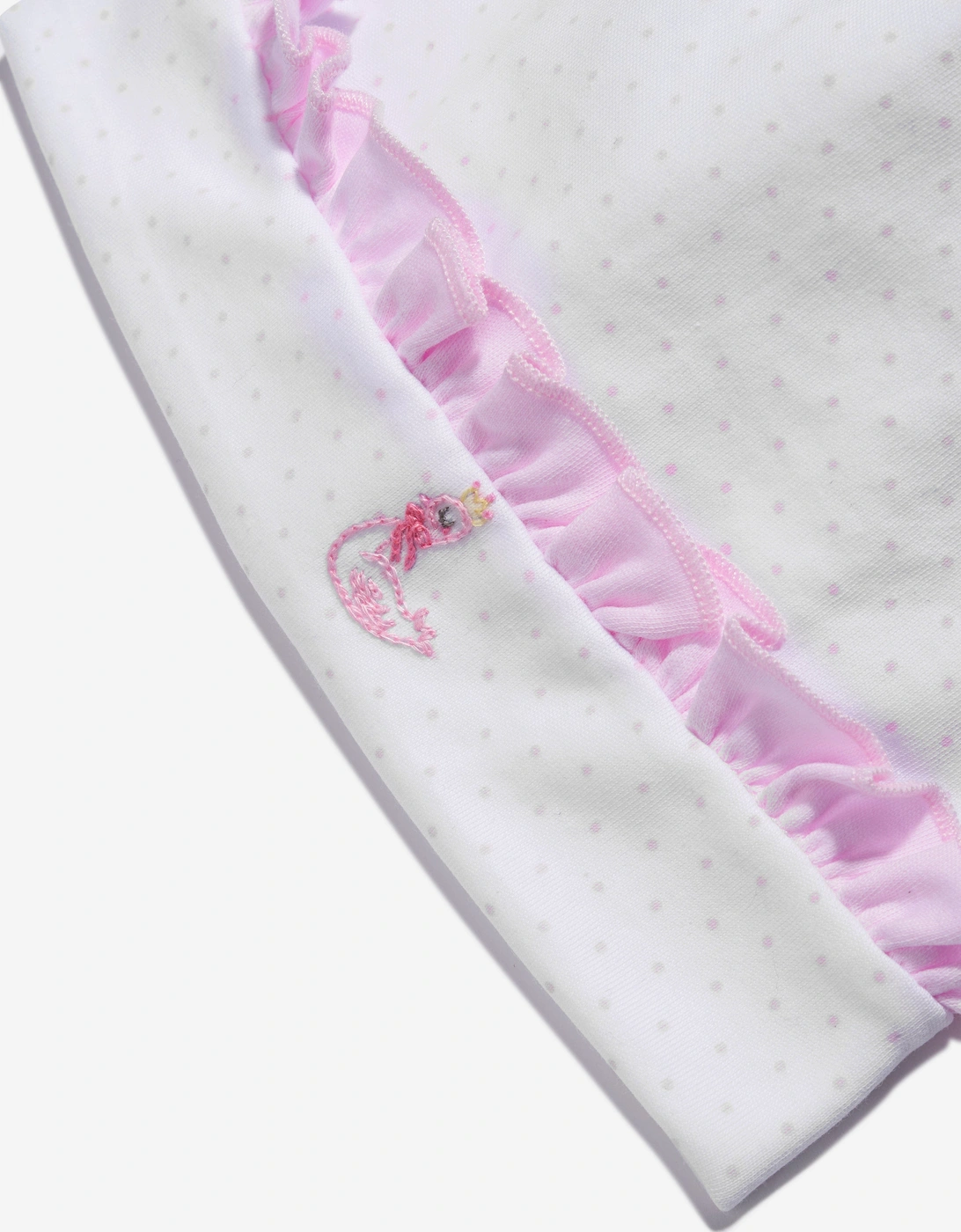 Baby Girls Princess Swan Embroidered Ruffle Hat in White