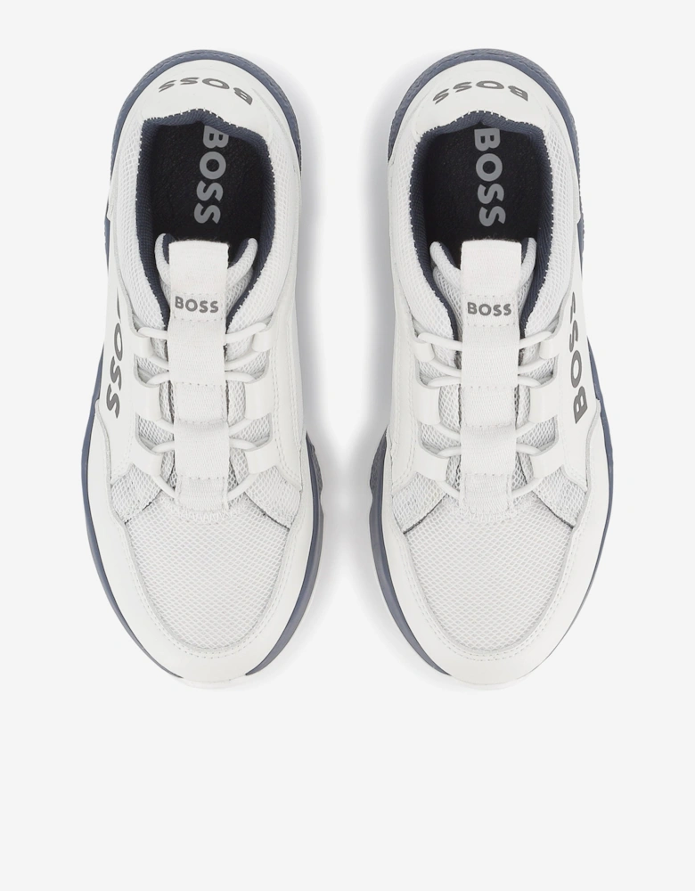 BOSS Boys Lace Up Logo Trainers in White