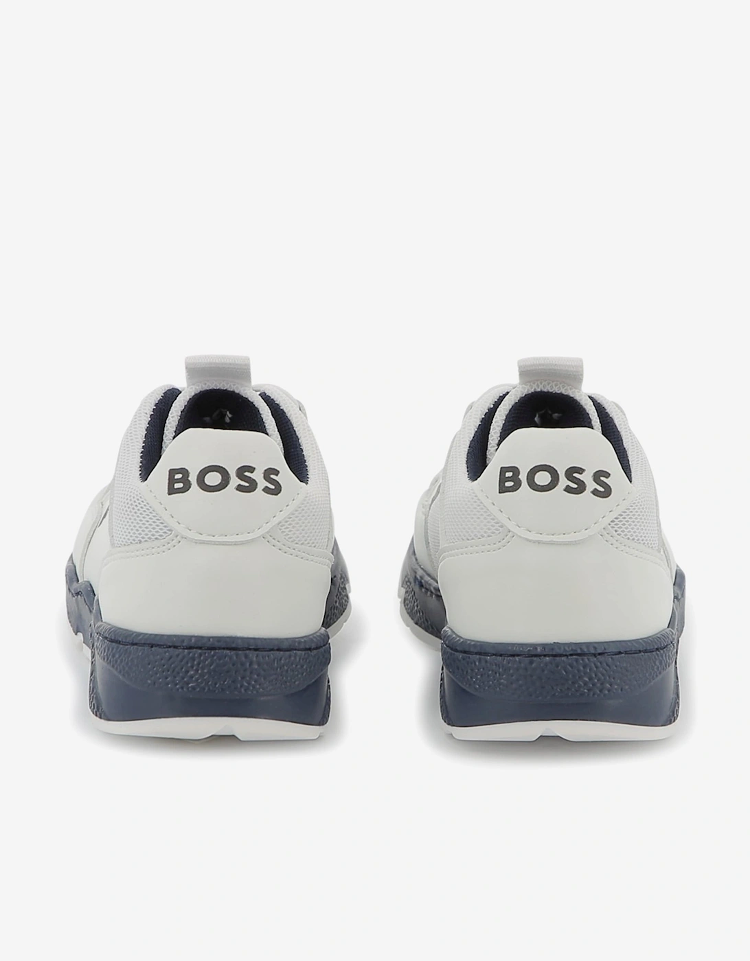 BOSS Boys Lace Up Logo Trainers in White
