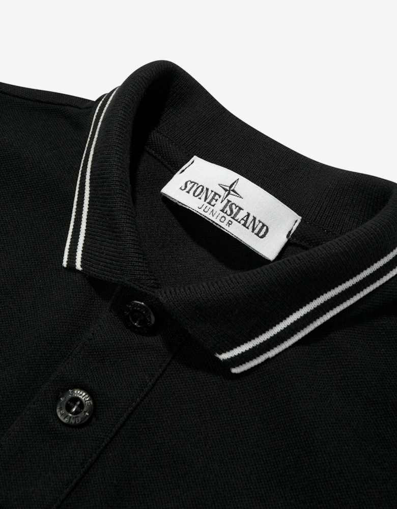 Boys Compass Logo Polo Shirt in Black