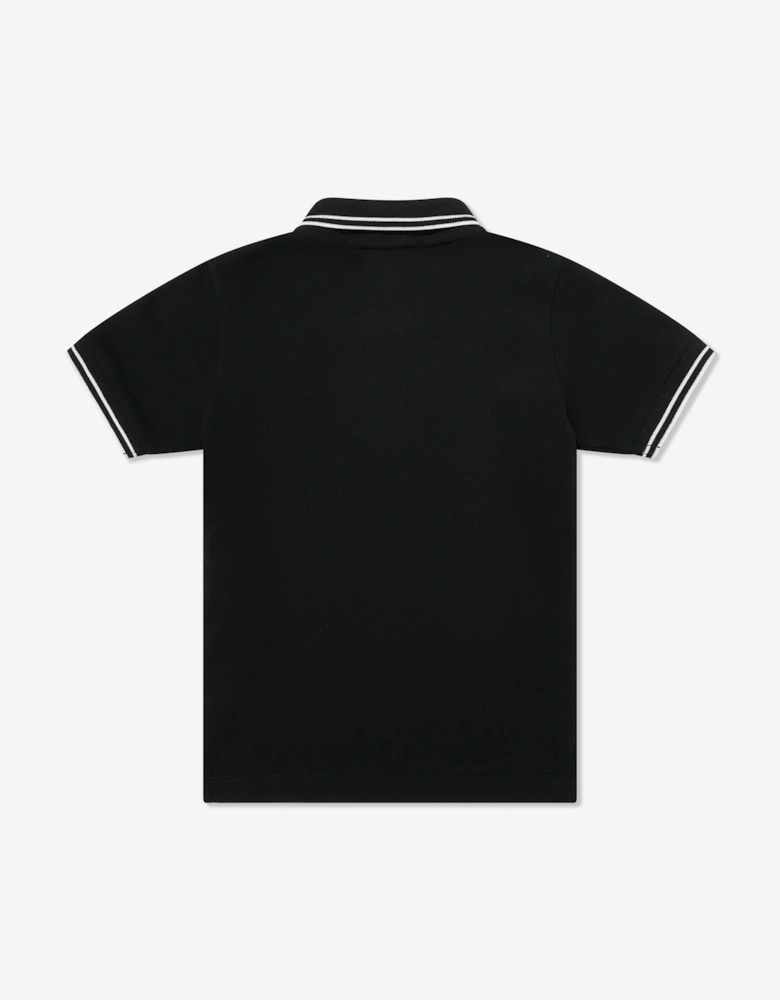 Boys Compass Logo Polo Shirt in Black
