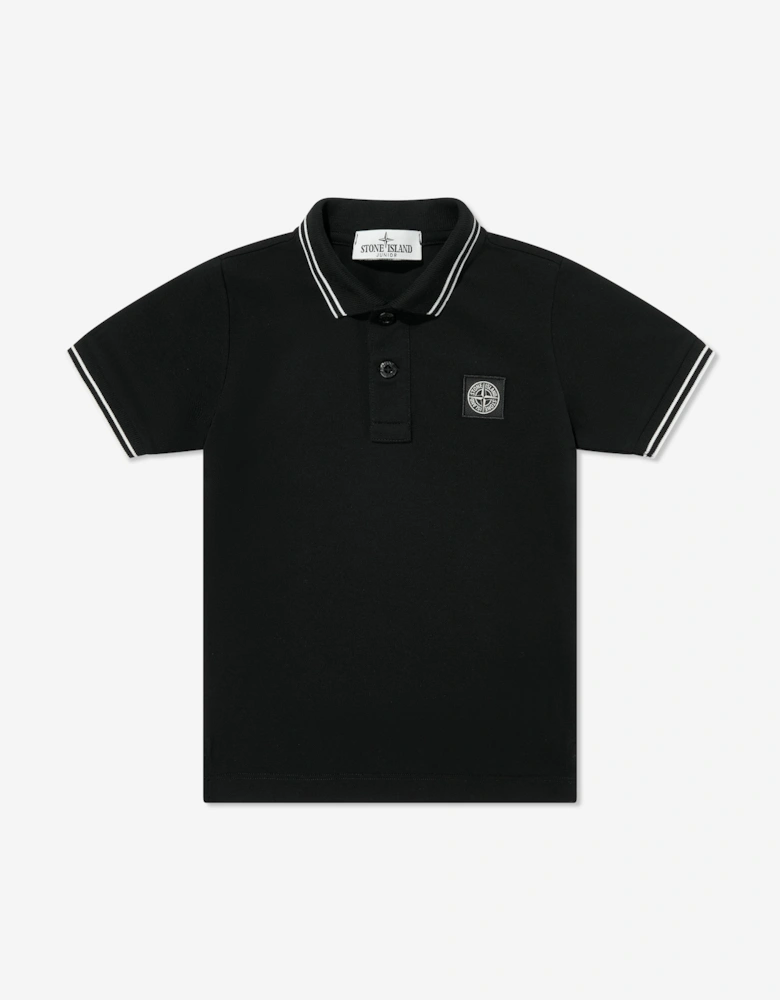 Boys Compass Logo Polo Shirt in Black