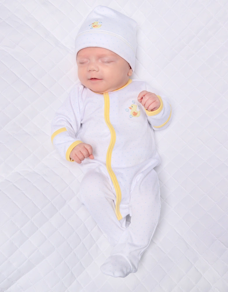 Baby Rubber Ducky Embroidered Hat in White