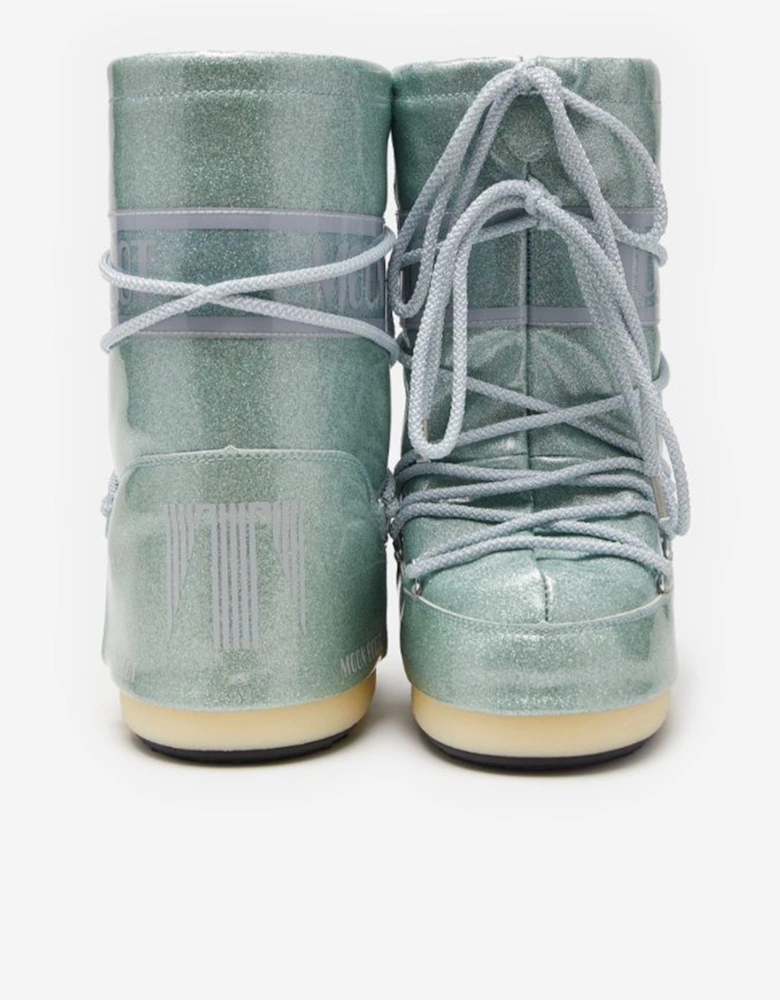 Moon Boot Boys Icon JR Glitter Boots in Blue