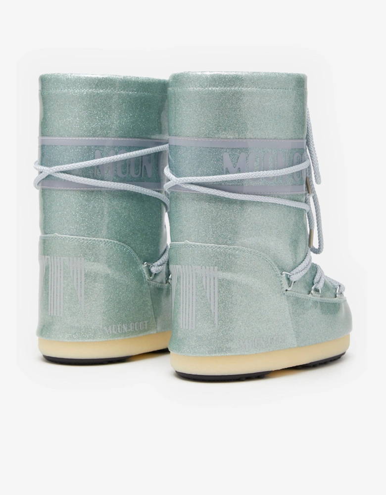 Moon Boot Boys Icon JR Glitter Boots in Blue