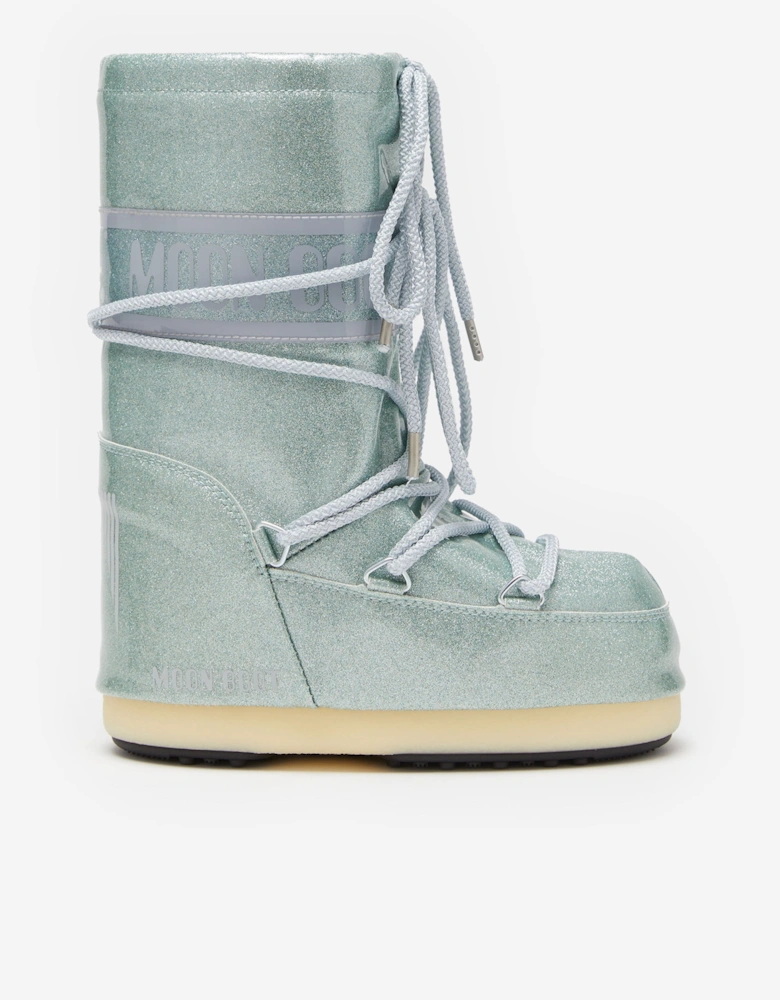 Moon Boot Boys Icon JR Glitter Boots in Blue