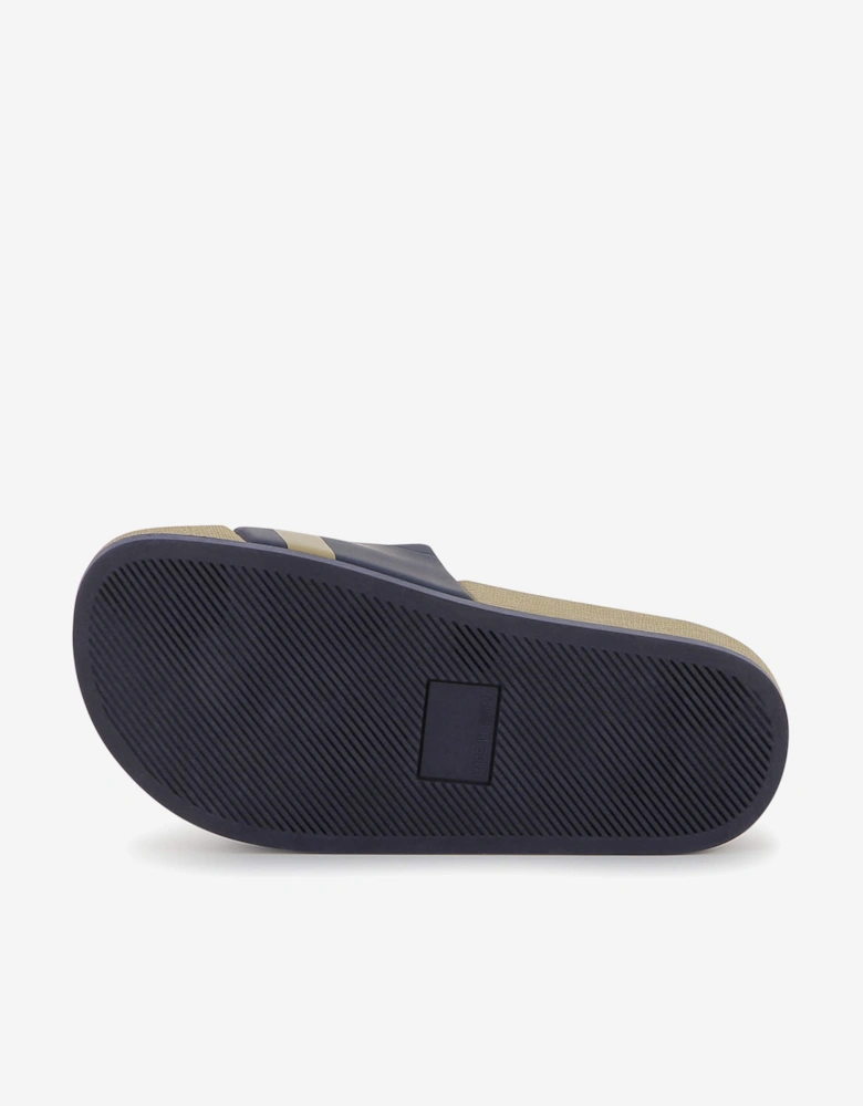 BOSS Boys Striped Logo Sliders in Beige