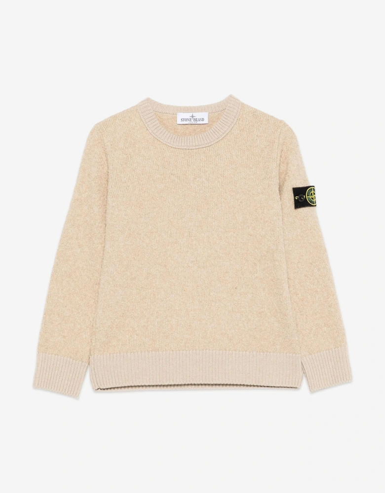 Kids Knitted Logo Jumper in Beige
