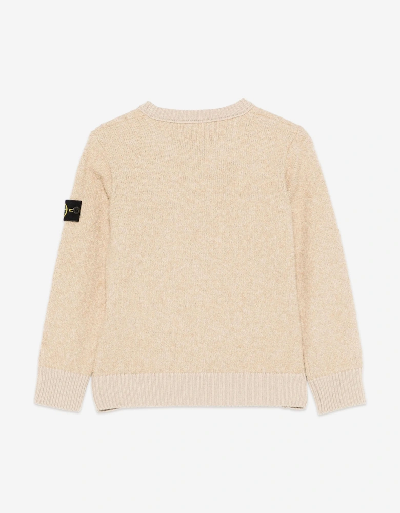 Kids Knitted Logo Jumper in Beige